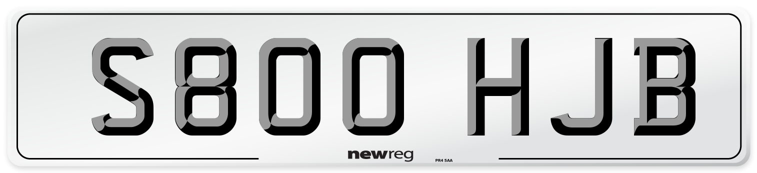 S800 HJB Number Plate from New Reg